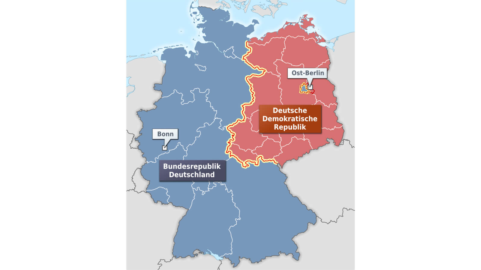 Карта ФРГ и ГДР